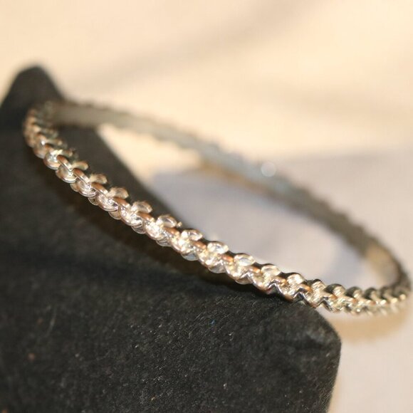 Silver Tone Graziano 3" Diameter Bangle Bracelet - Picture 2 of 8